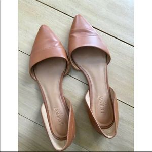 J. Crew D’orsay Cognac Leather Flats
